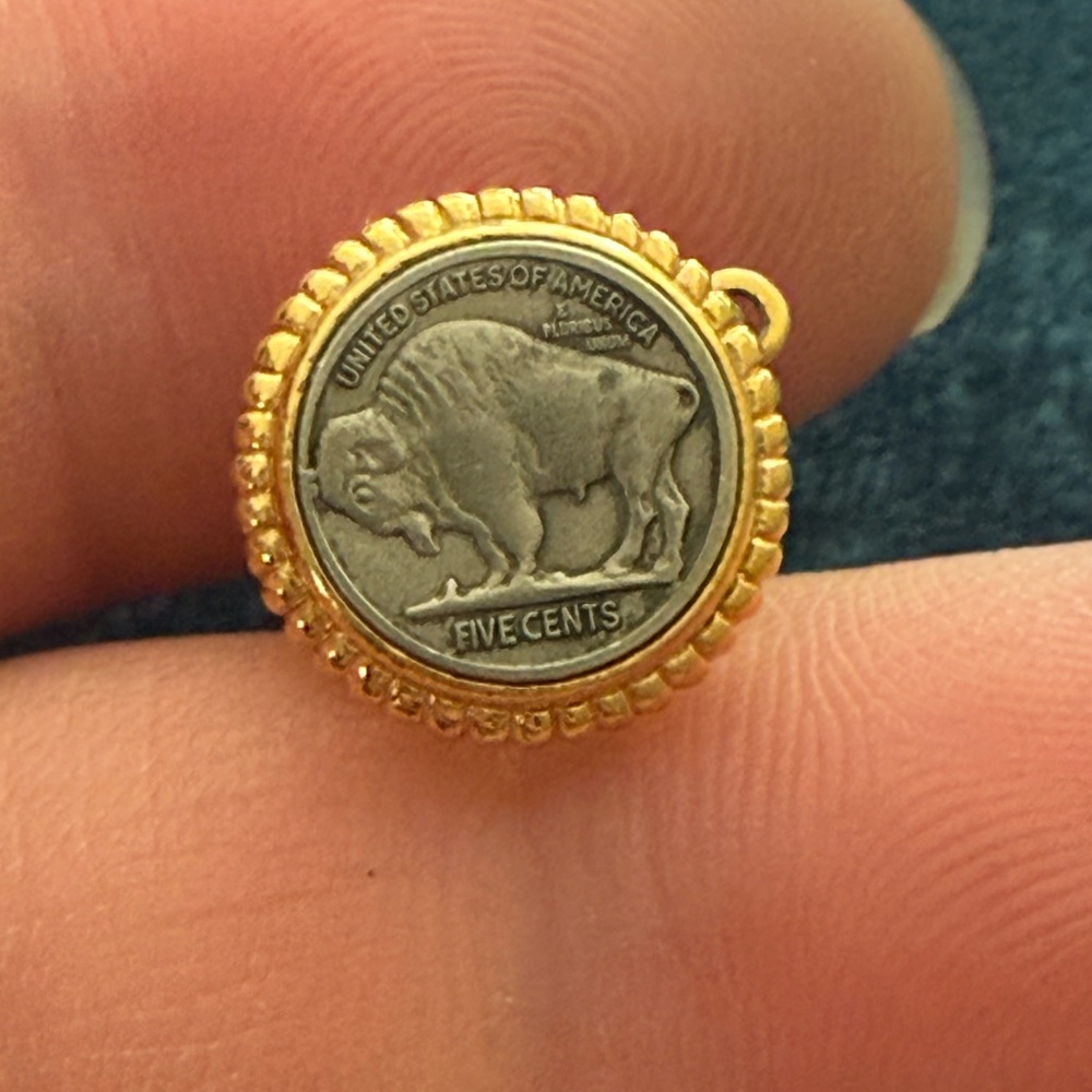 Gold and Silver Buffalo Nickel tie pin